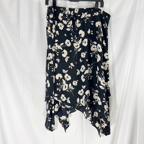 Lauren Ralph Lauren Boho Floral Handkerchief Hem Midi Skirt Women’s Size 1X - Picture 3 of 7
